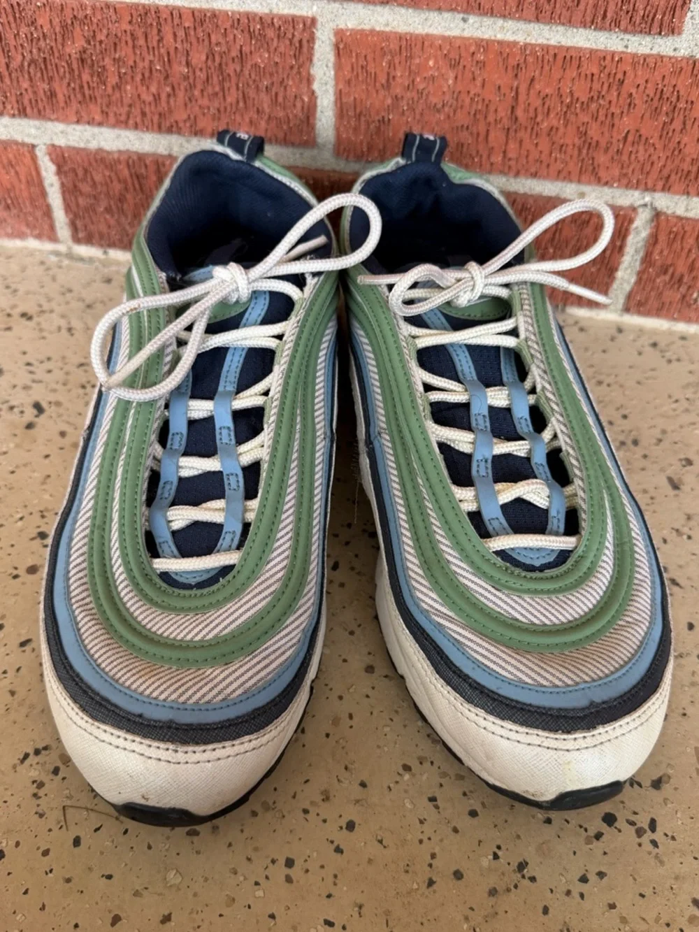 2008 Nike Air Max 97 Womens Size 8.5 green blue grey color sneaker shoes‎